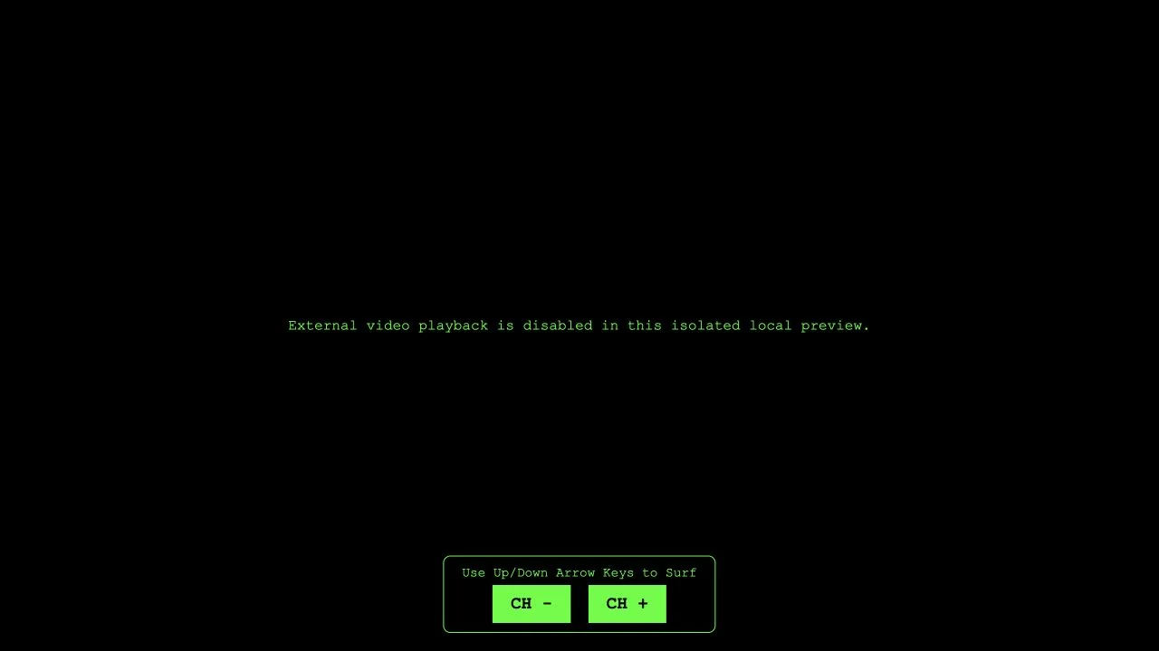 TV Surf original channel controls in an isolated preview without external playback