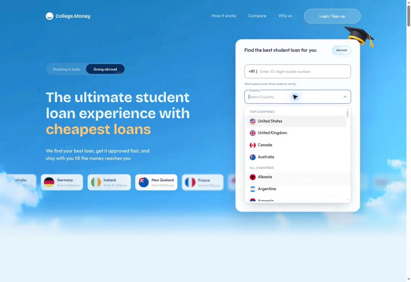 Destination-country selection before university choice