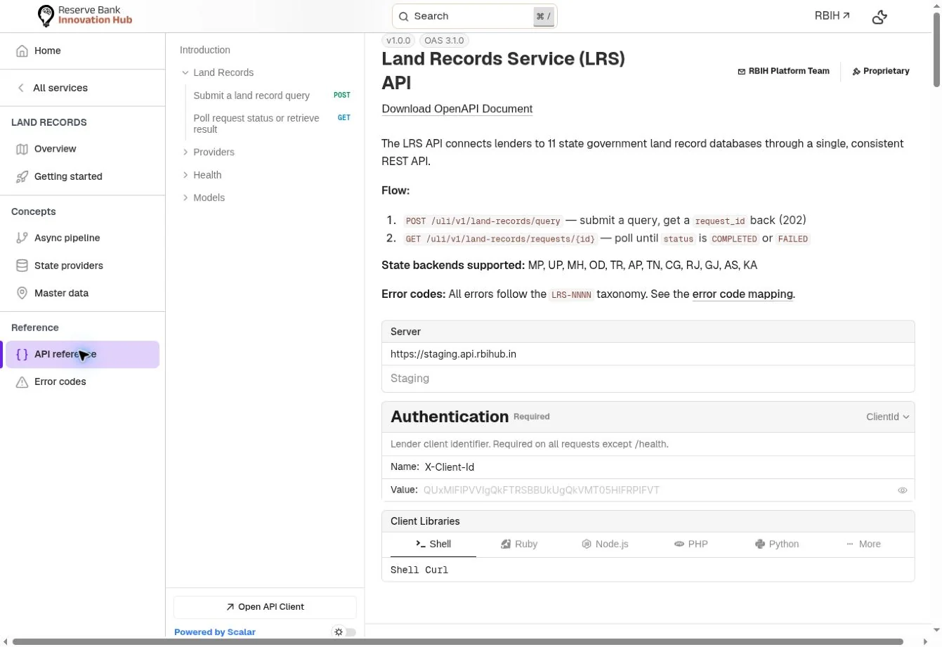 Land-record request and response contract