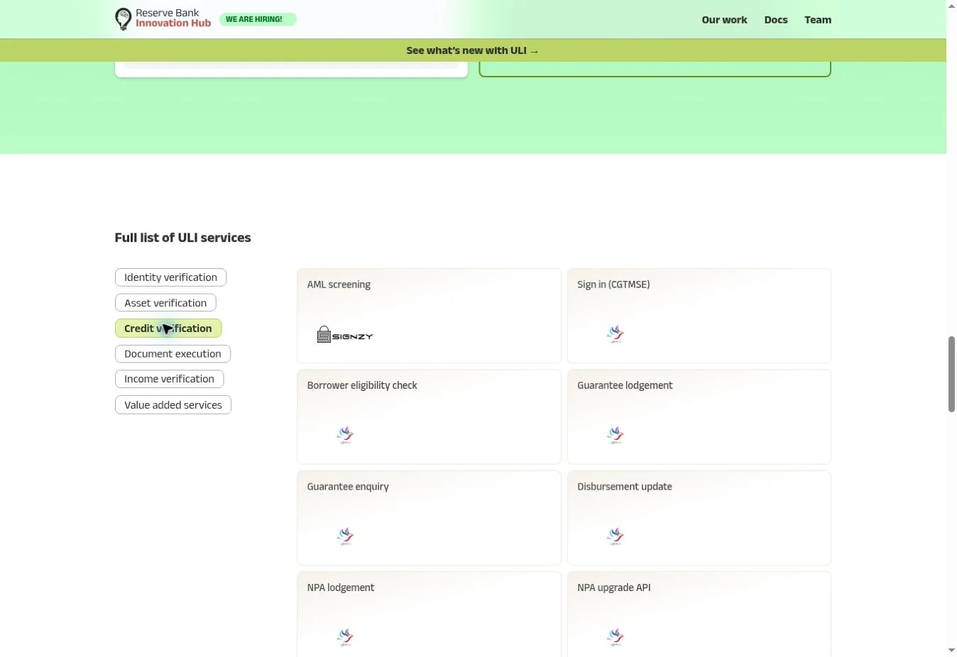 Credit-information service catalogue