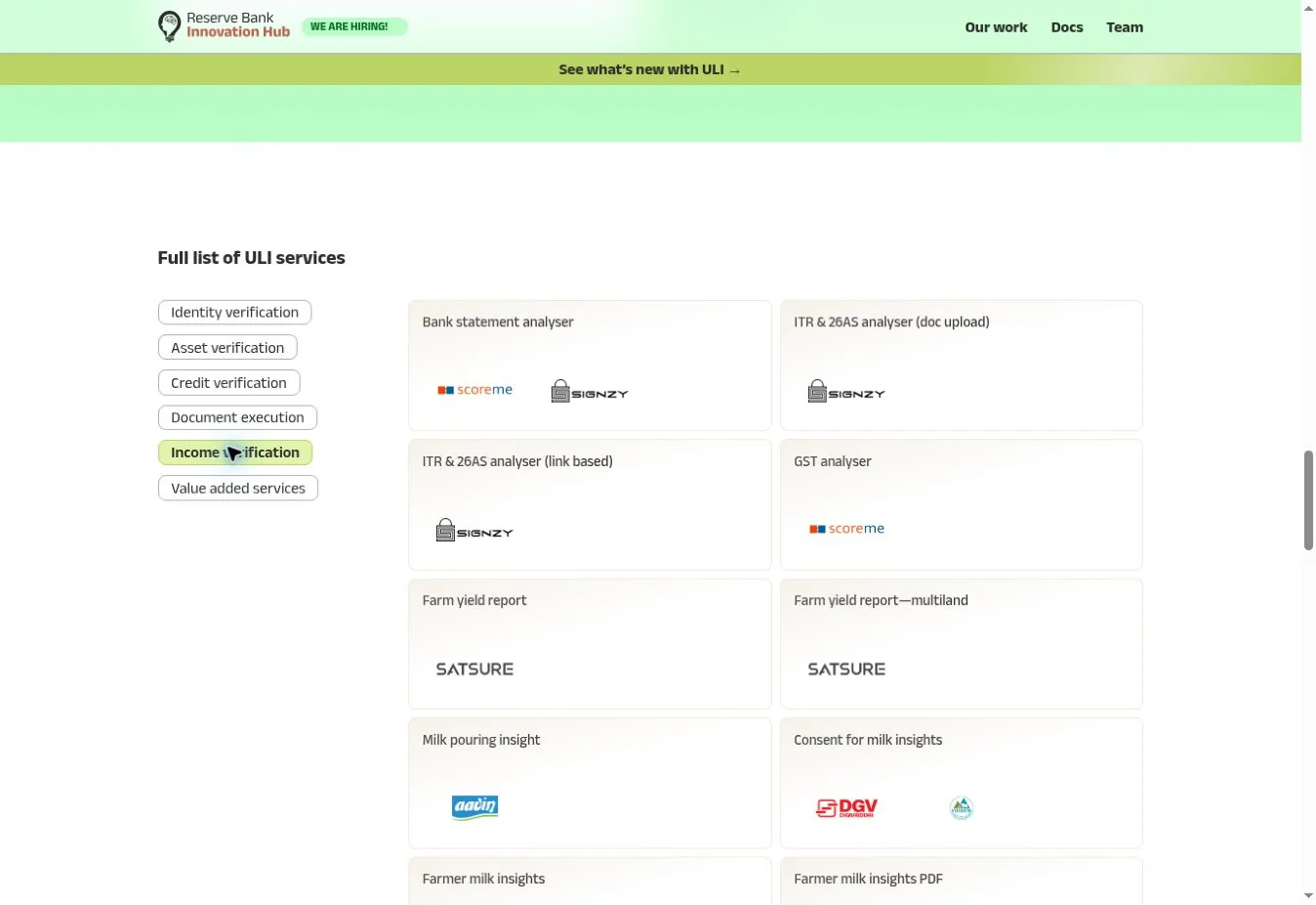 Income-data service category