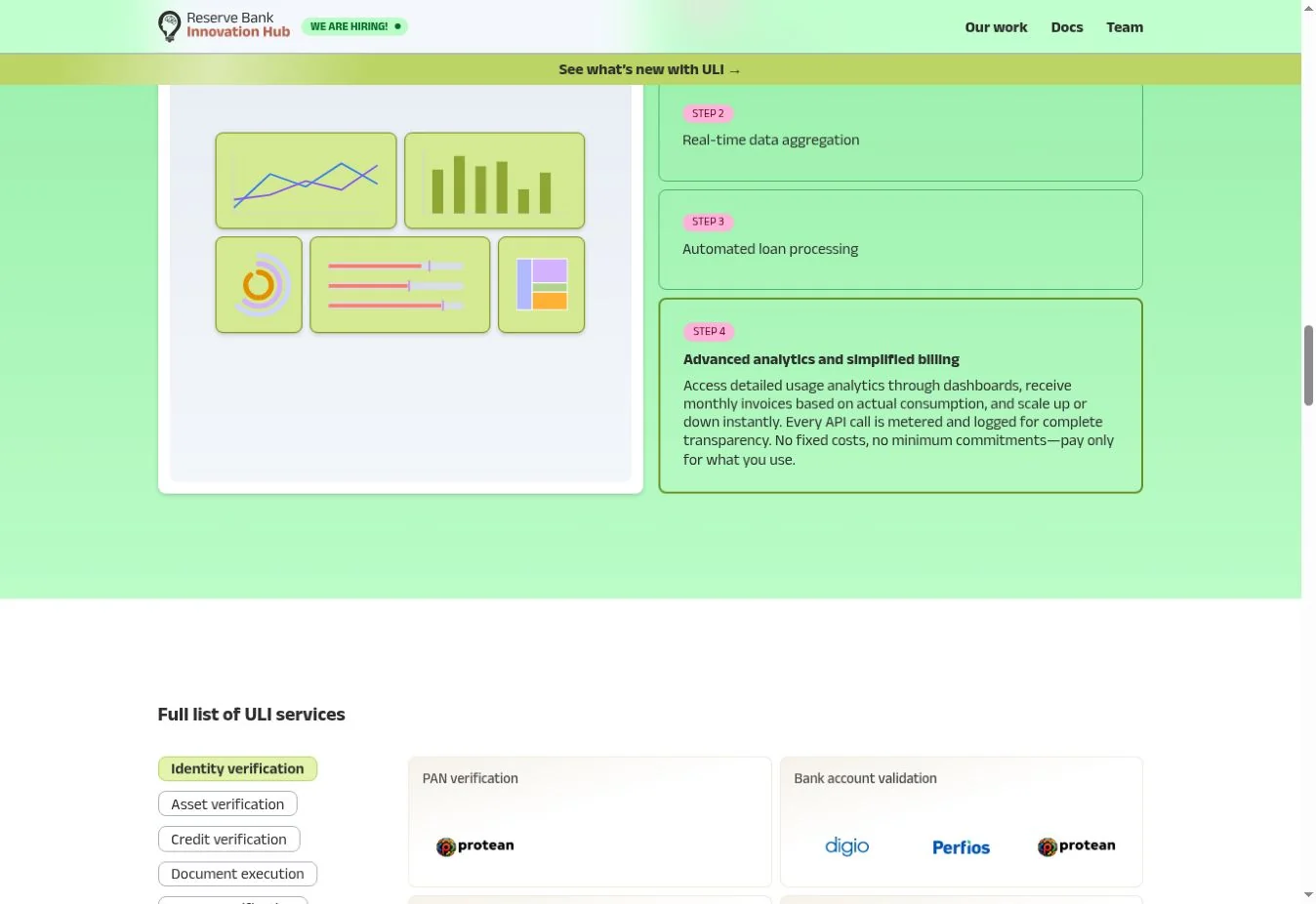 Published metering and billing stage