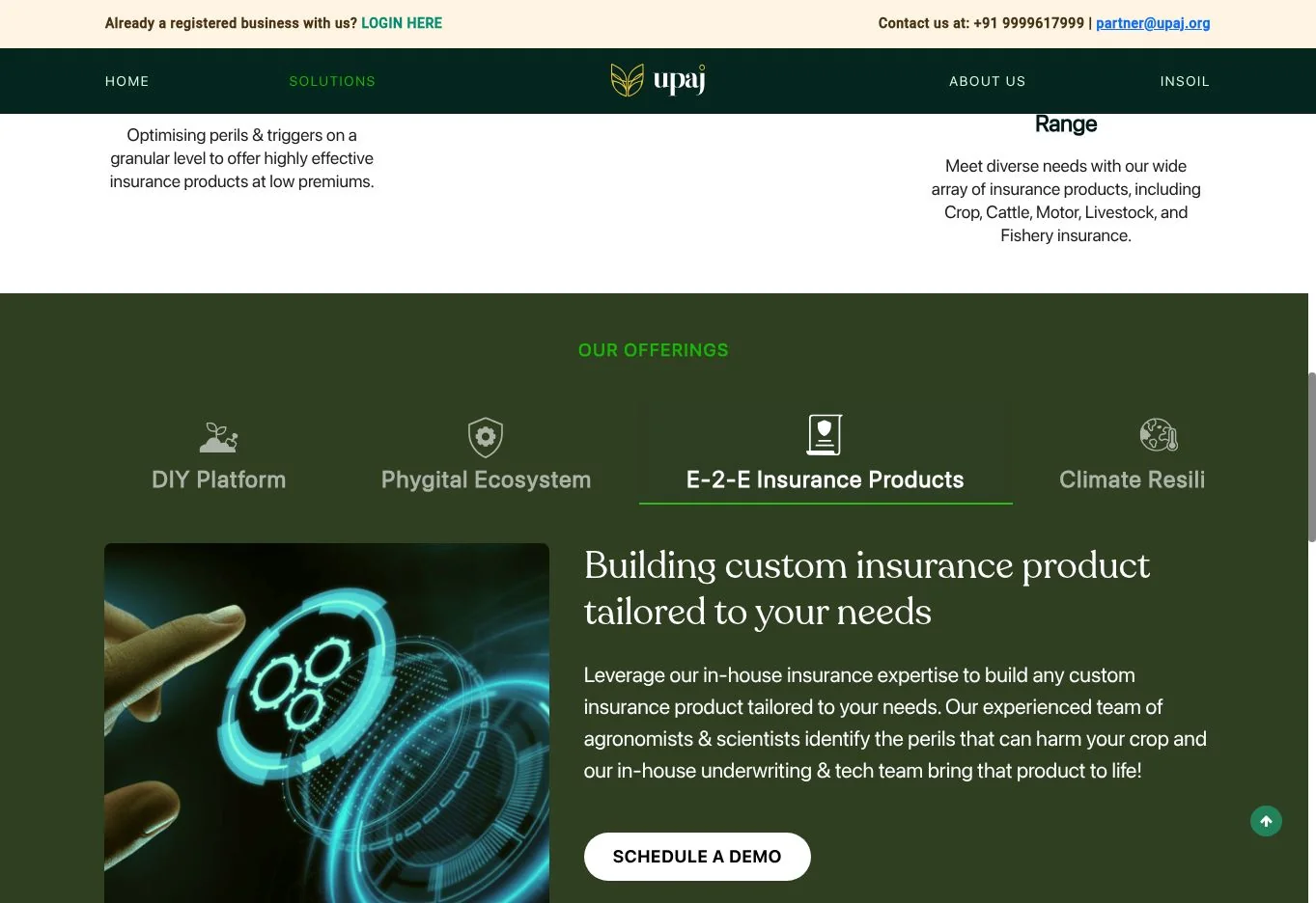 Crop, livestock and other advertised insurance categories