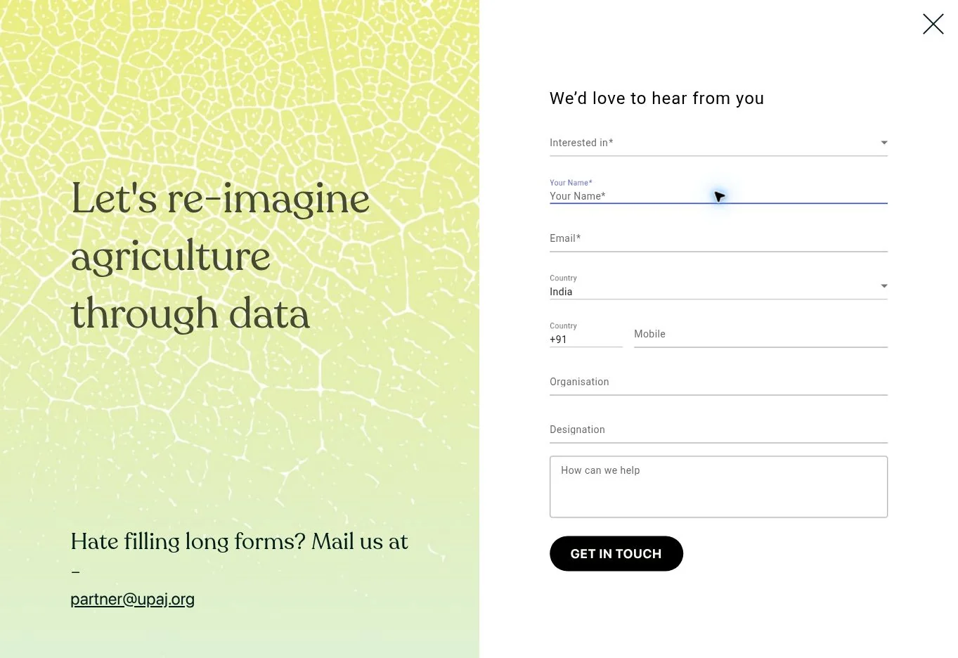 Blank institutional enquiry form