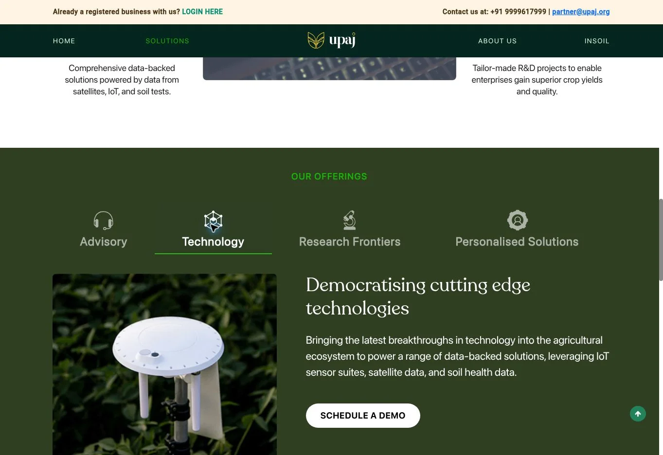 Advertised IoT, satellite and soil-health technology mix
